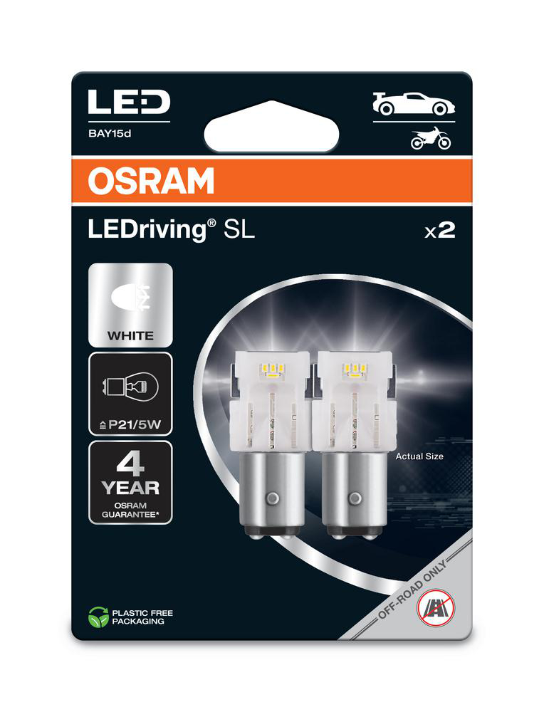 Ledlampa P21/5W LEDriving Vit (2-Pack) Osram