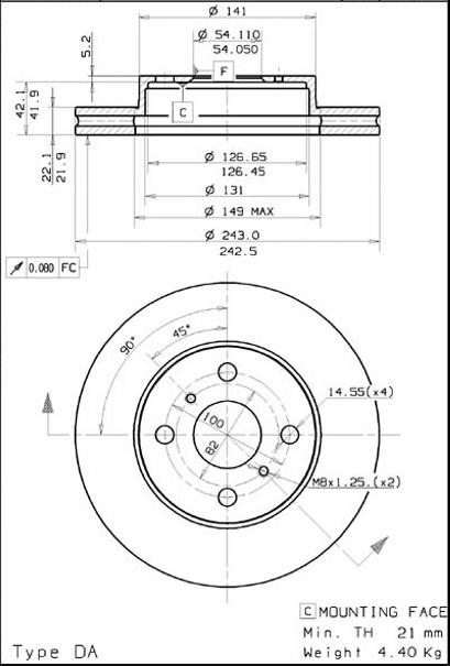 Bromsskiva Brembo - Toyota - Carina