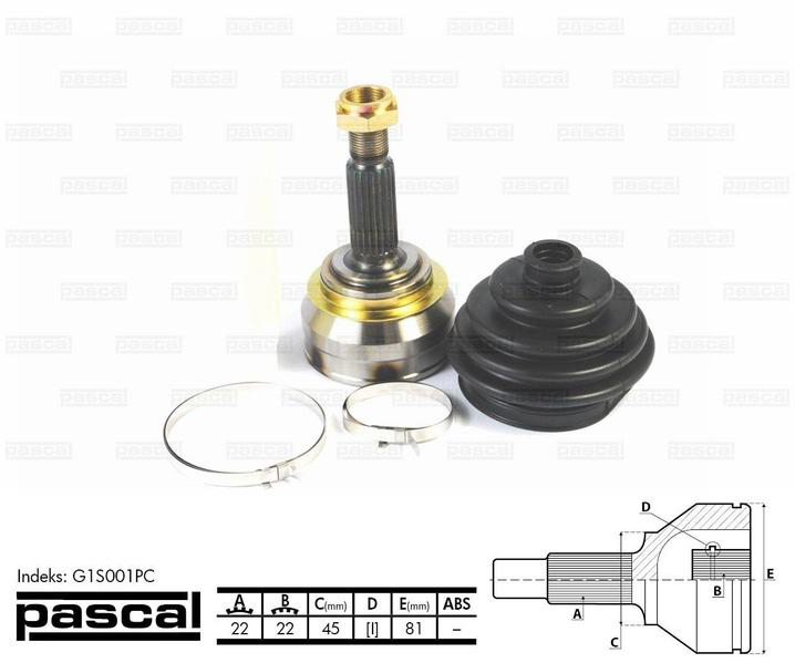 Drivknutssats BTA - VW - Caddy. Skoda - Pick-up, Felicia, Favorit - OE 115420214,6U0498099A,115420217,115420170