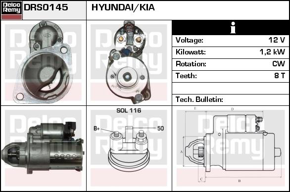 Starter - Kia - Carens, Magentis. Hyundai - Sonata