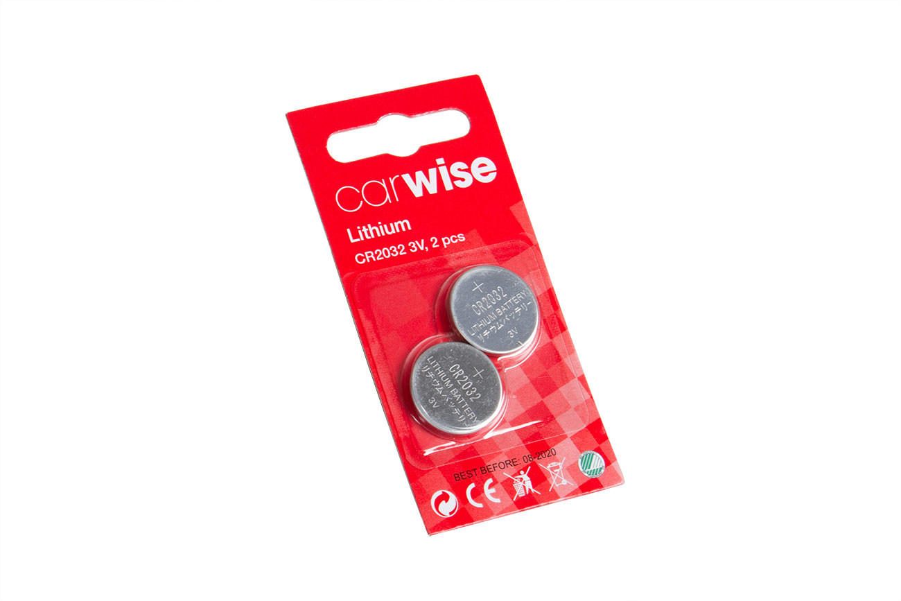 Knappecellebatteri - CR 2032-2PK - VW - Volvo - Toyota - Ford - Skoda - BMW - Renault - Saab