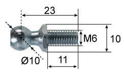 Kulbult Ø10; L=23; M6 Valeryd
