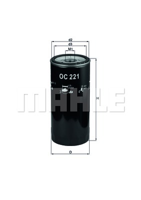 Mahle OC 221 oljefilter – skruemontert, 3/4"-16 UNF, Ø 80 × 171,5 mm - Audi - 80