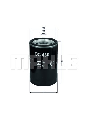 Mahle OC 460 oljefilter – skrufilter Ø 76 mm 3/4-16 UNF Høyde 119,5 mm - Ford - VW - Jaguar