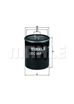 Mahle OC 986 oljefilter – skrufilter – M20x1.5 – Ø65,5 mm – Høyde 86,2 - Fiat - Opel - Ford - Alfa romeo - Lancia