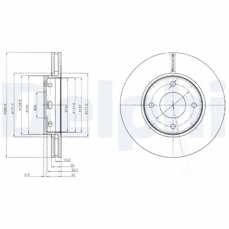 Delphi bromsskiva BG4127 - Mitsubishi - Colt