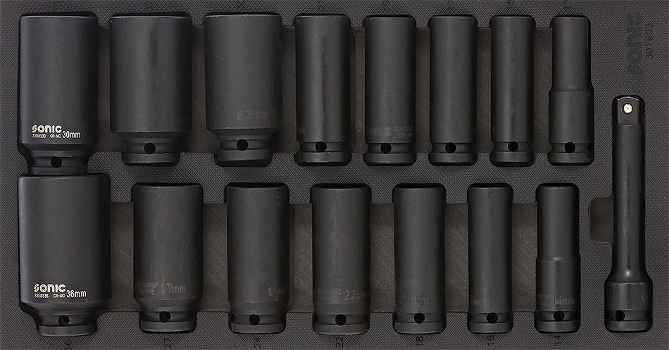 Hylssats 1/2" Kraft Långa 16-Delar SFS 1/3 Sonic