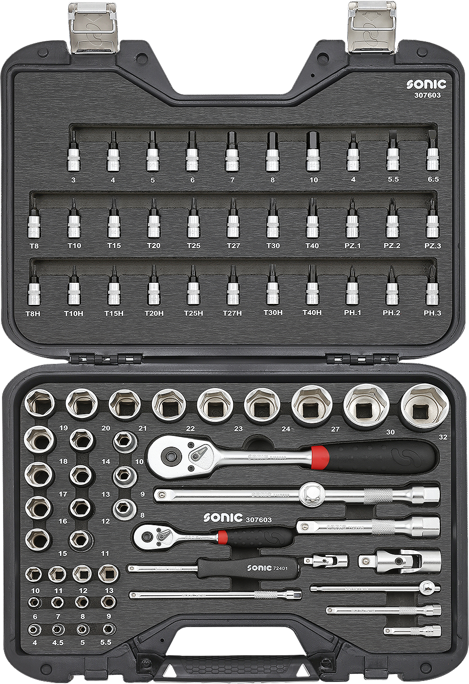 Hylsnyckelsats 1/4" & 1/2" 76-Delar BMCS Sonic