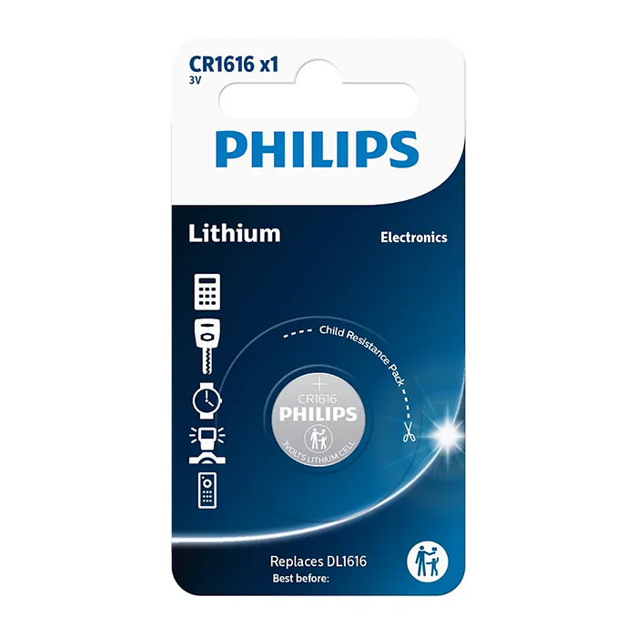 Knappcellsbatteri Philips CR1616 litium 3 V