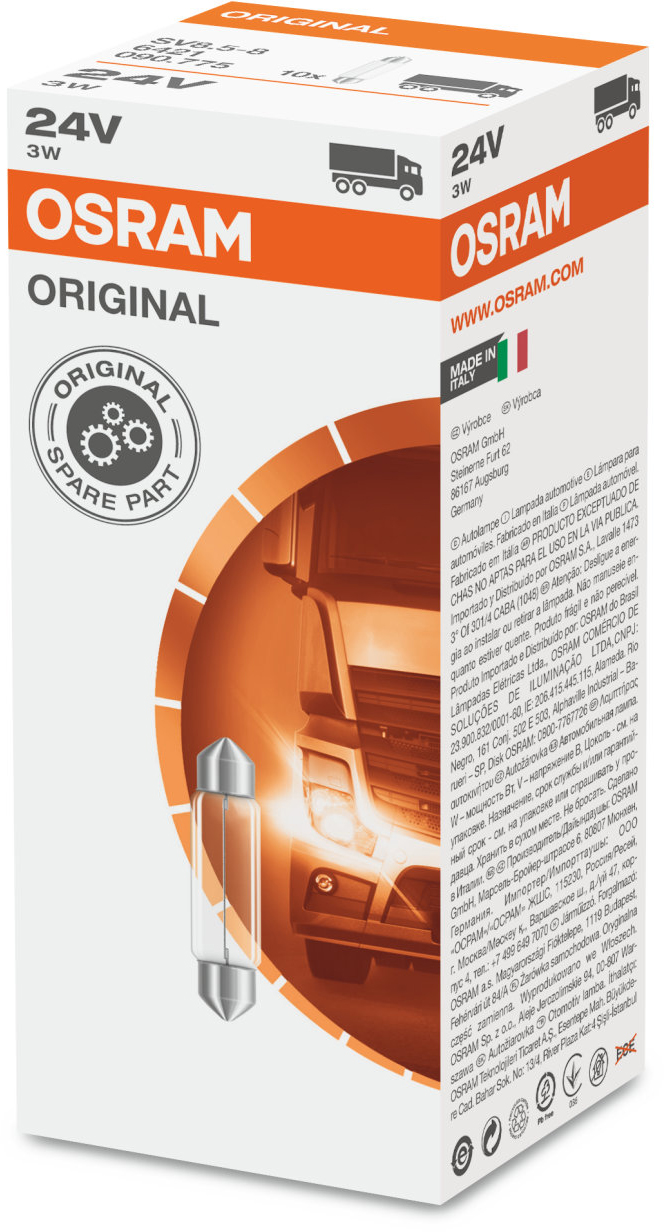 Osram Original - Glödlampa Sockelglödlampa 3W 24 V 1-pack - Volvo - VW - Audi - Mercedes - Ford - Skoda - BMW - Renault