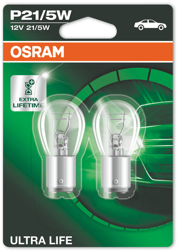 Osram Ultra Life - Glödlampa P21/5W 21/5W 12 V 2-pack - VW - Toyota - Volvo - Ford - Renault - Kia - Audi - Saab