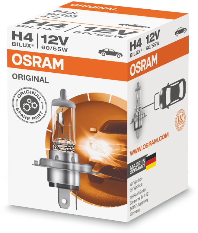 Osram Original - Glödlampa H4 60/55W 12 V 1-pack - VW - Toyota - Renault - Ford - Volvo - Skoda - Opel - Audi
