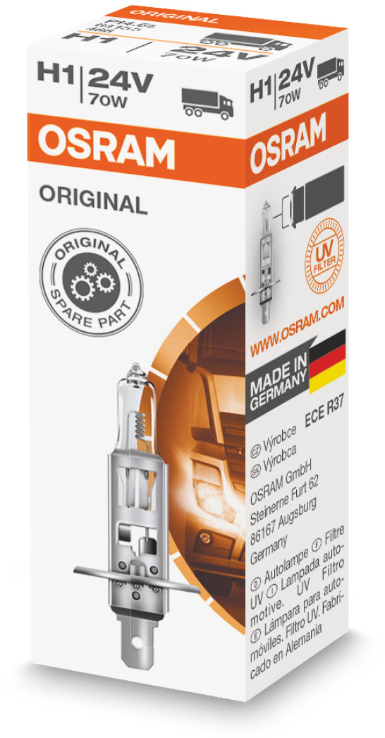 Osram Original - Glödlampa H1 70W 24 V 1-pack - BMW - E39. Nissan - Cabstar