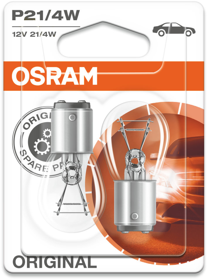 Osram Original - Glödlampa P21/4W 21. 4W 12 V 2-pack - Volvo - VW - Skoda - Ford - Fiat - Opel - Peugeot - Audi