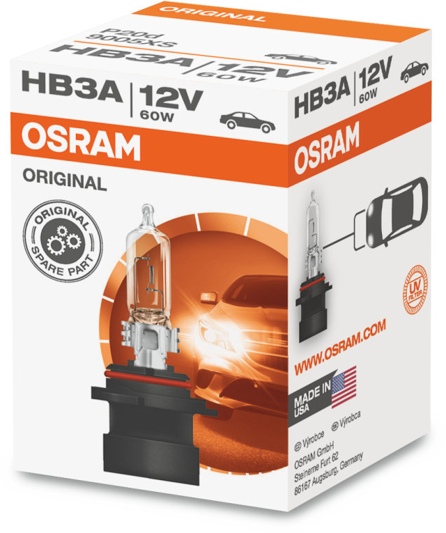 Osram Original - Glödlampa HB3A 60W 12 V 1-pack - Volvo - V70, Xc70, S60. Jeep - Grand cherokee. Isuzu - D-max