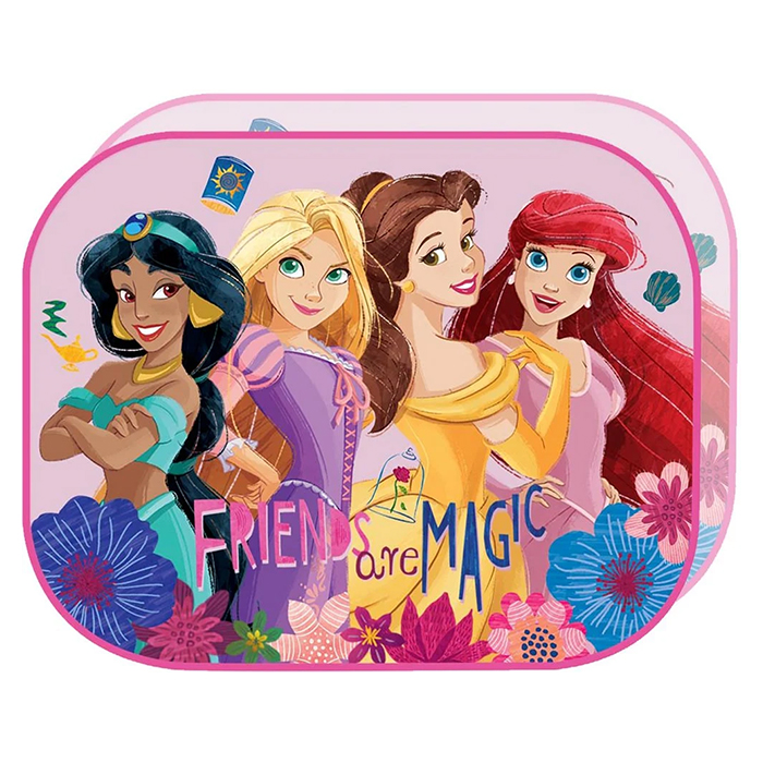 Solskärmar för bilens sidorutor – Disney Princess, 2 st, 44x35 cm, med