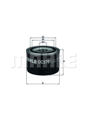 Mahle OC 570 oljefilter – skrufilter, gjenge M22x1,5, høyde 77 mm, dia - Fiat - Ducato. Iveco - Daily