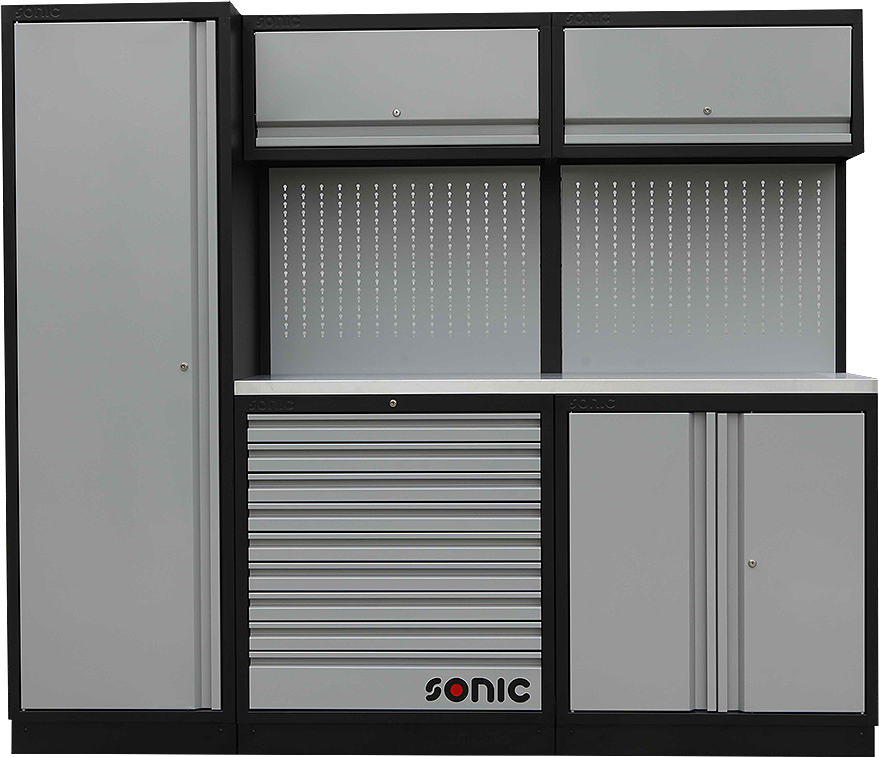 Förvaringsmodul MSS 2300mm med bänkskiva i rostfritt stål Sonic