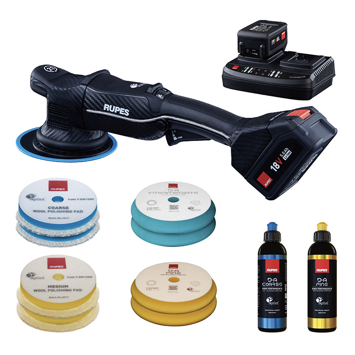 Rupes BigFoot iBrid HLR21 polermaskin bas-kit Ø 150 mm, 18 V 5 Ah, med