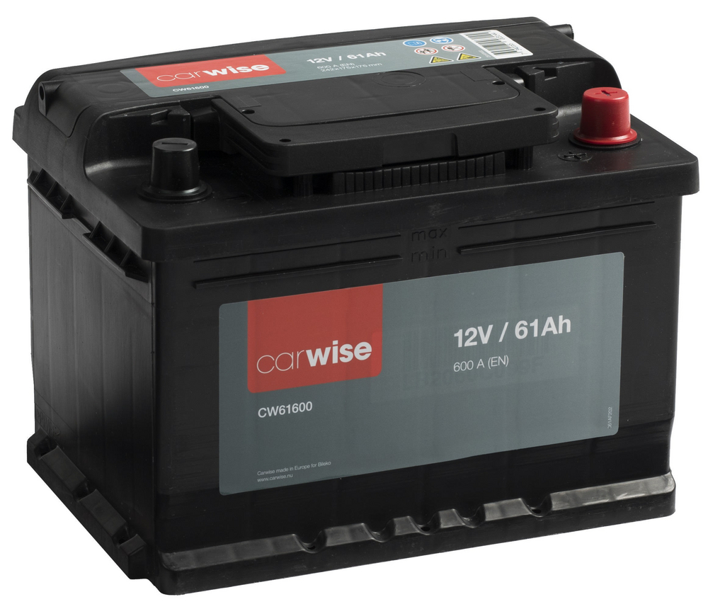 Carwise 61 Ah -G1 - Bilbatteri / Startbatteri - VW - Ford - Opel - Renault - Audi - Kia - Nissan - BMW