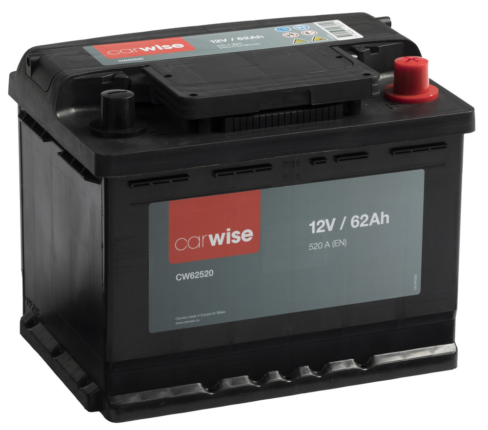 Carwise 62 Ah -G1 - Bilbatteri / Startbatteri - Volvo - VW - Toyota - Saab - Skoda - Citroen - Peugeot - Opel