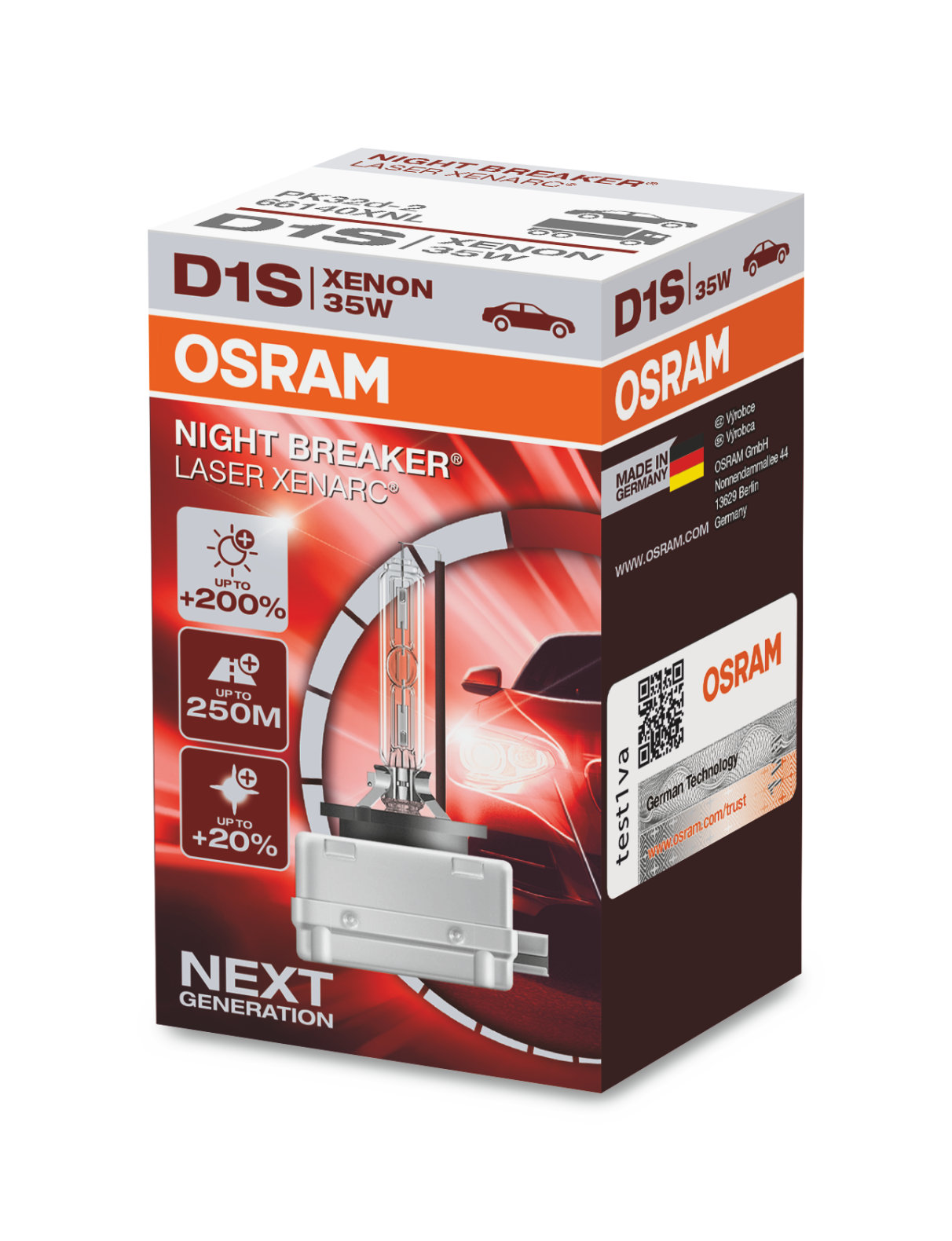 Osram Xenarc Night Breaker Laser - Xenonlys D1S 35W 85 V 1-pakning - Volvo - VW - Ford - Mercedes - BMW - Saab - Renault - Skoda