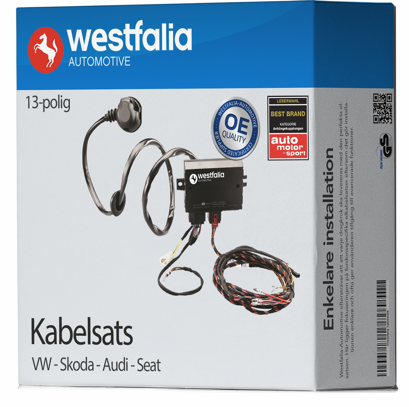 Elkabelsats Westfalia - VW - Golf. Skoda - Octavia, Octavia scout. Audi - A3, A3 quattro, S3. Seat - Leon, Leon x-perience