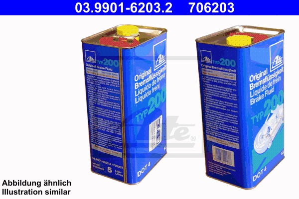 ATE Bremsevæske DOT 4 TYP 200 - 5 l - Porsche - Land-rover - Alfa romeo - Chevrolet - Nissan - Ferrari