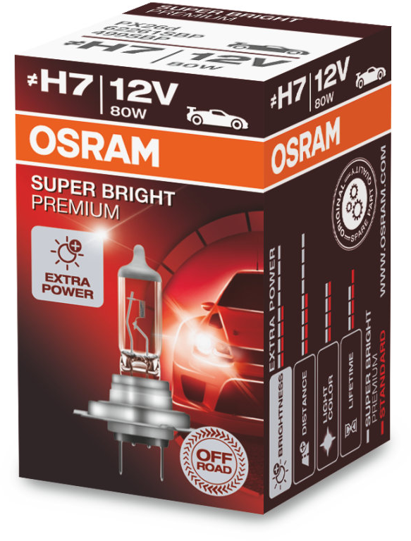 Osram Super Bright Premium - Glödlampa H7 80W 12 V 1-pack