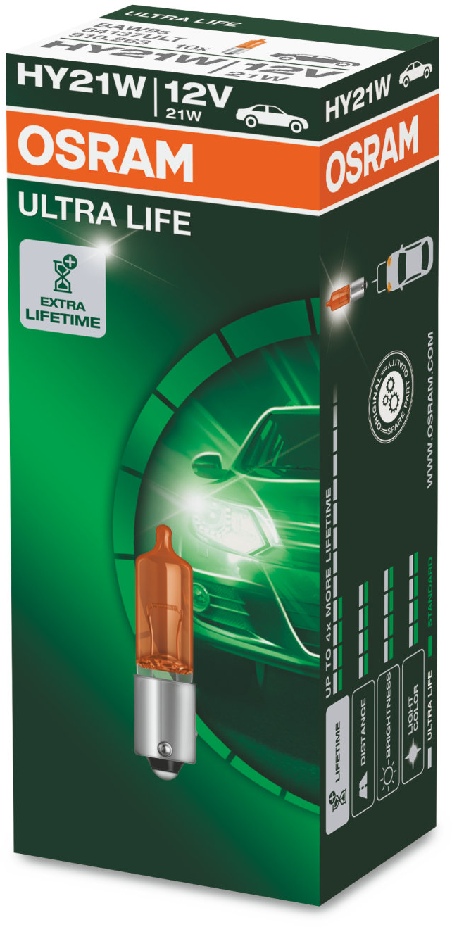 Osram Original - Glödlampa HY21W 21W 12 V 1-pack - Volvo - Citroen - Peugeot - Audi - Porsche - Jaguar - Hyundai - Ds