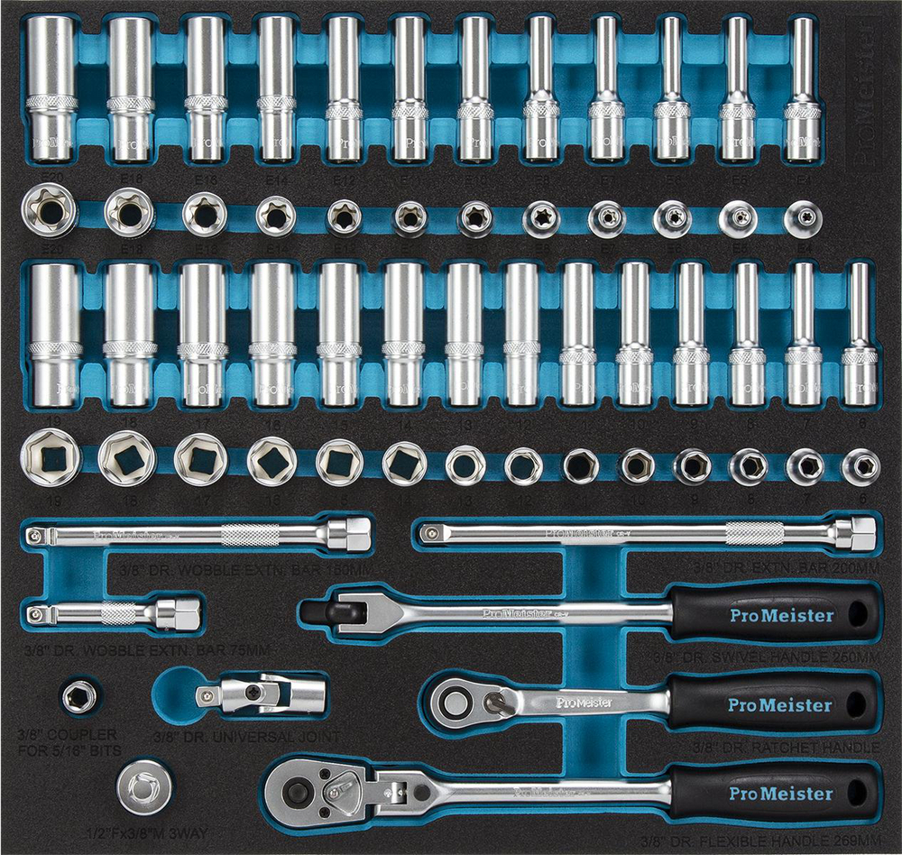 Socket skiftenøkkel kit 3/8 «61 deler