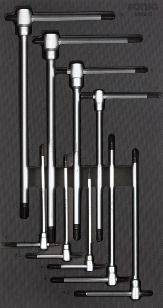 T-Handtagssats Insex 2-8mm Med 3 Insexändar 9-Delar SFS 1/3 Sonic