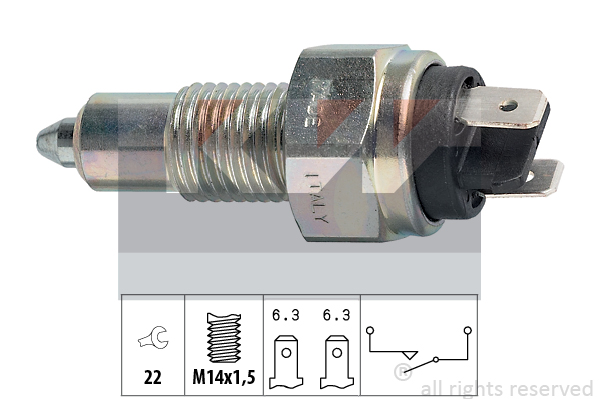 Backljuskontakt KW - Fiat - Fiorino, Uno, 127, 128, X - OE 5977316,5994949,4209632,04209632