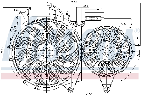 Fläkt, kylare Nissens - Audi - A4, A6. Seat - Exeo - OE 8E0121207F,8E0959455,8E0959455B,1551105