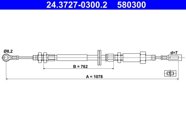 ATE Handbromsvajer 24.3727-0300.2 - Citroen - Jumper. Fiat - Ducato. Peugeot - Boxer
