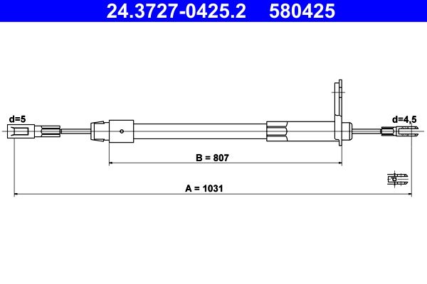 ATE Handbromsvajer 24.3727-0425.2 - Mercedes - W210, W124