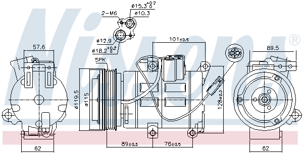 Kompressor Nissens - Mazda - 3, 5 - OE BBM461450,F500RN8AA06,F500RB8AA07,BBM461450C,F500RN8AA04,F500RN8AA05,BBM461450A,F500RN8AA07,BBM461450B,21000375