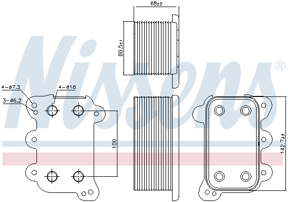 Oljekylare Nissens - Mercedes - W211, W163, W220, W463 - OE 6281880201,49870233