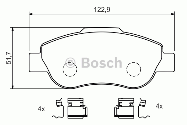 Bromsbelägg Bosch - Fiat - Panda, Panda cross - OE 77362689,71770008,71772215,77362691