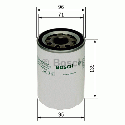 Bosch P2046 oljefilter – skruemontert, 1-12UNF, Ø93,5 × 140 mm - Nissan King-cab, Almera, Primera, Sunny - Ford Maverick
