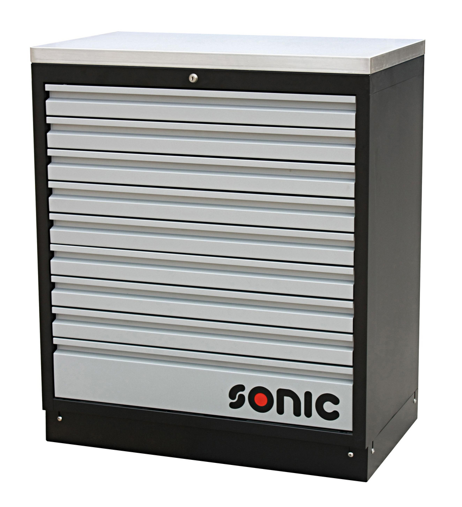 Skåp MSS 845mm med bänkskiva i rostfritt stål Sonic