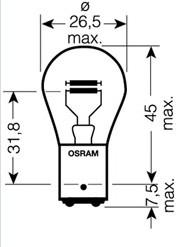 Osram Original - Glödlampa Bax 21W/5W 12 V 1-pack - Ford - Focus, C-max, Grand. Land-rover - Freelander
