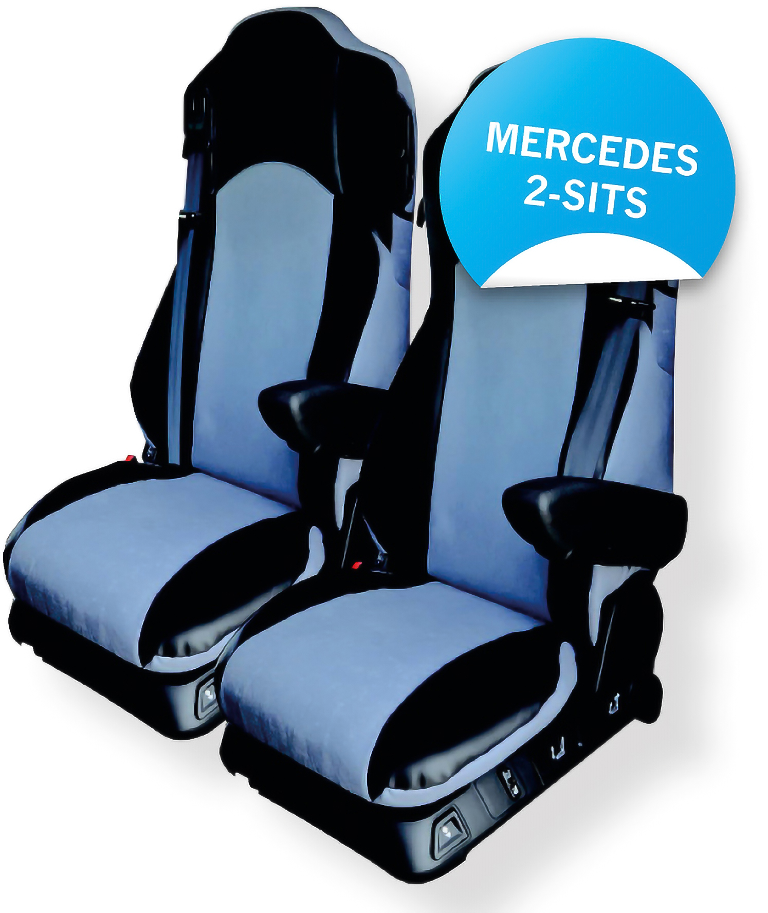 Sätesöverdrag 2-sits passande Merc. Svart,Mikrofiber. - Lastbil