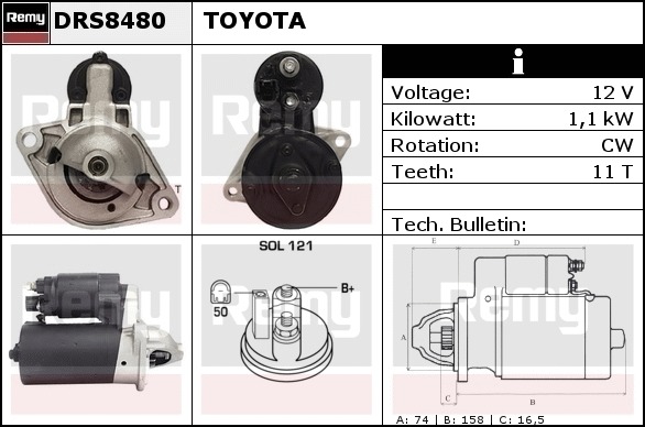Startmotor Remy - Toyota - Corolla, Rav4, Auris, Avensis, Celica, Mr2 - OE 2810022041,2810022040,281000D130,281000D030