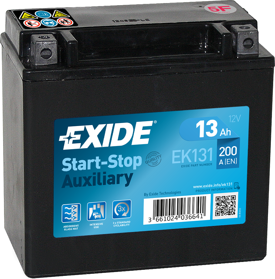 Exide Start-stop Auxiliary EK131 13 Ah - Bilbatteri / Startbatteri - Volvo - Mercedes - Audi - BMW - Citroen - Porsche