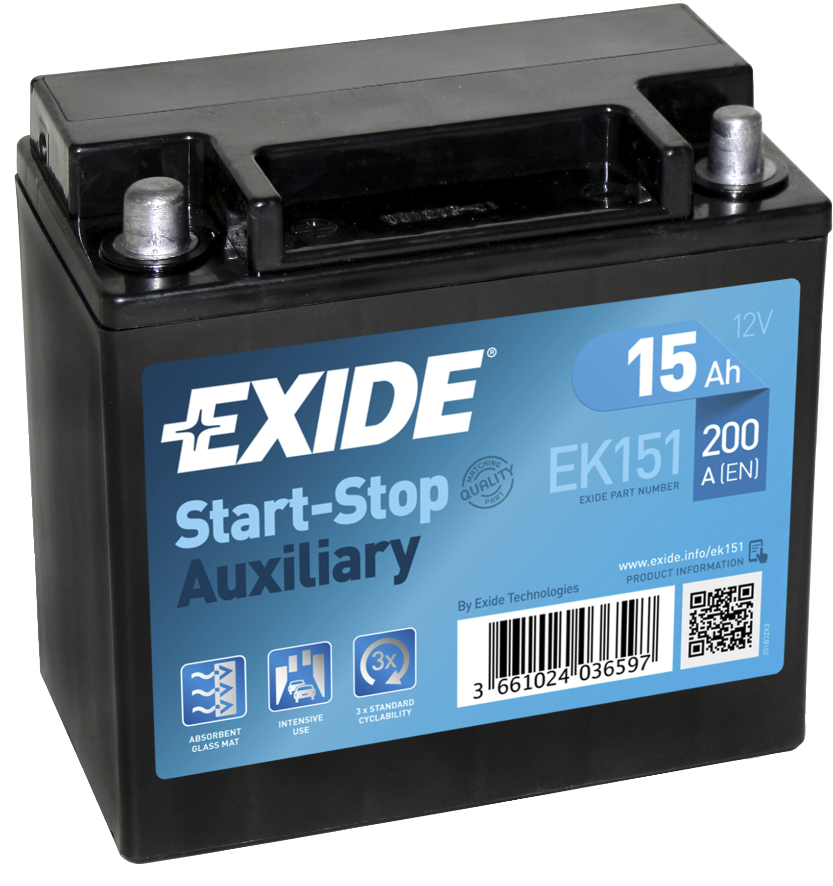Exide Start-stop Auxiliary EK151 15 Ah - Bilbatteri / Startbatteri - OE CX2310C655AC