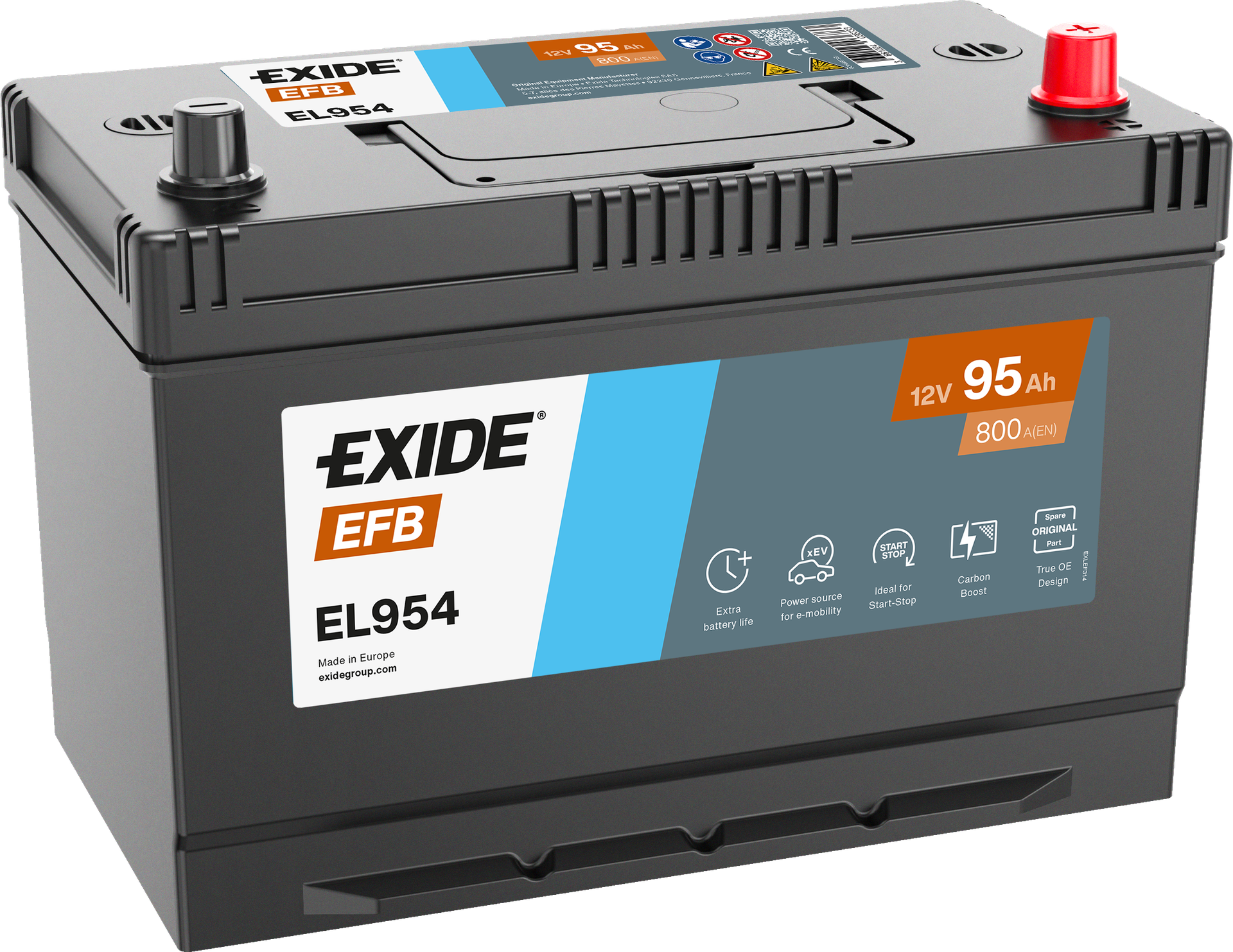 Exide EFB EL954 Start-Stop 95 Ah - Bilbatteri | Startbatteri - Toyota - Mitsubishi - Mazda - Citroen - Hyundai - OE 51832154,505326740,288000R090
