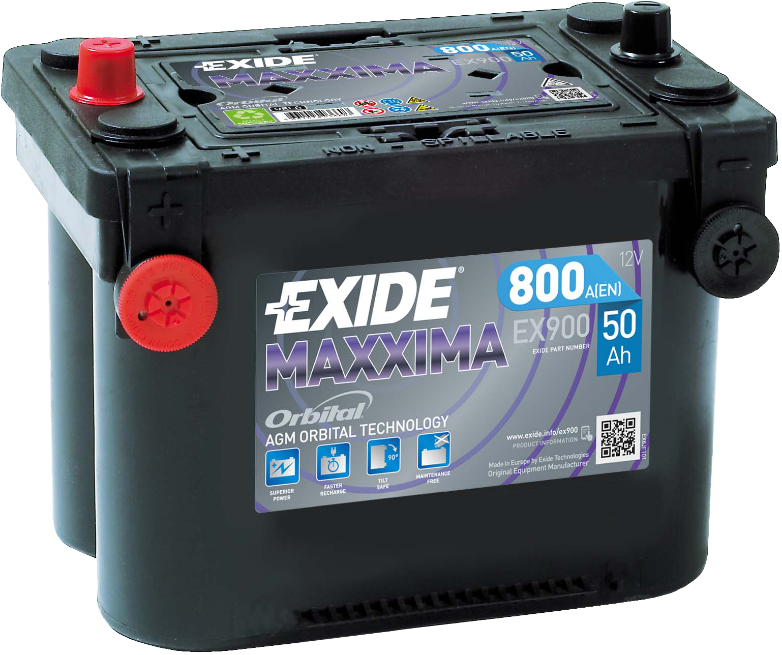 Exide Maxxima EX900 50 Ah - Bilbatteri / Startbatteri - Fiat - Freemont