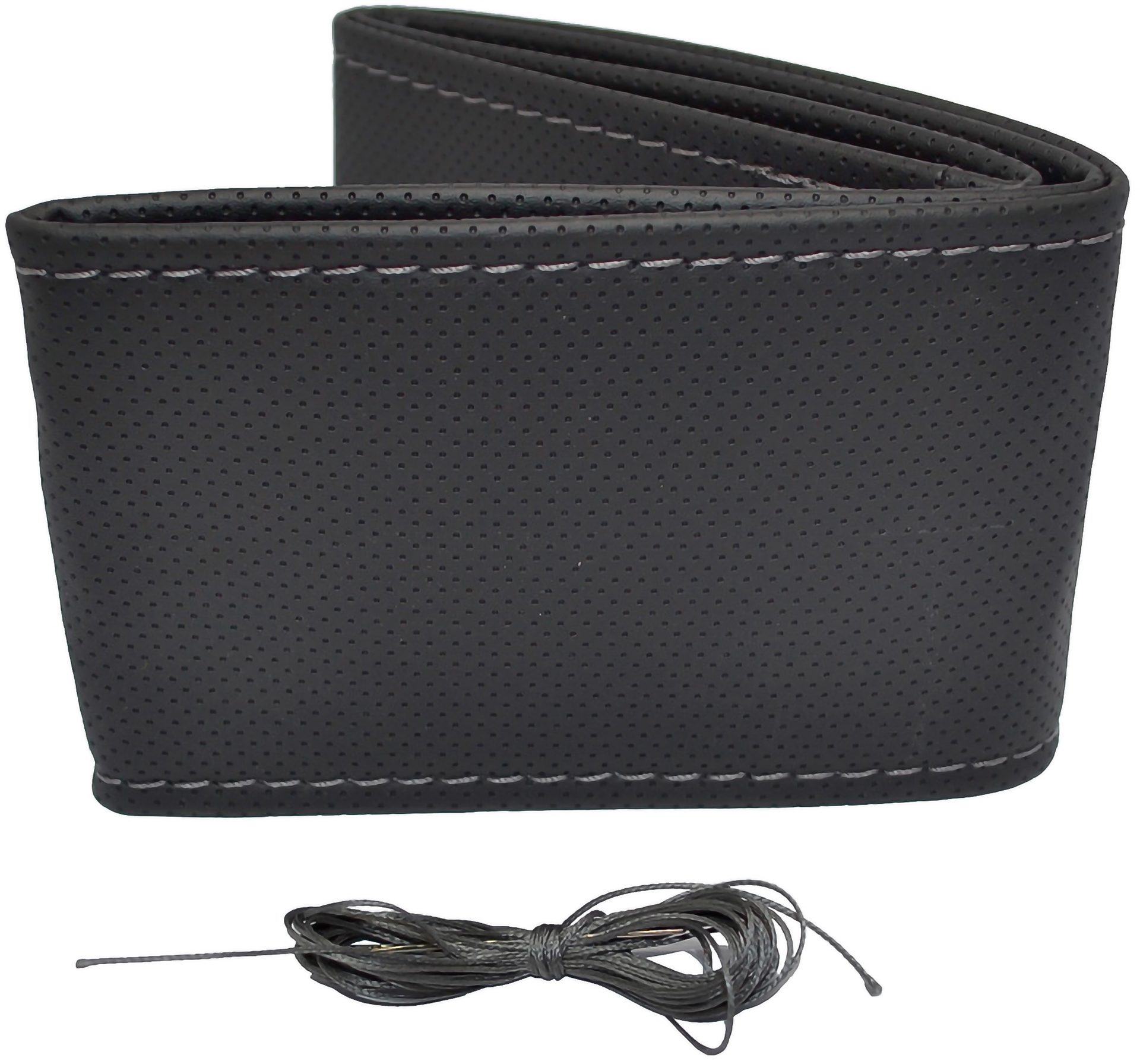 Rattskydd otoM Classic - Svart med hål PVC-läder + gråa sömmar (snörsp