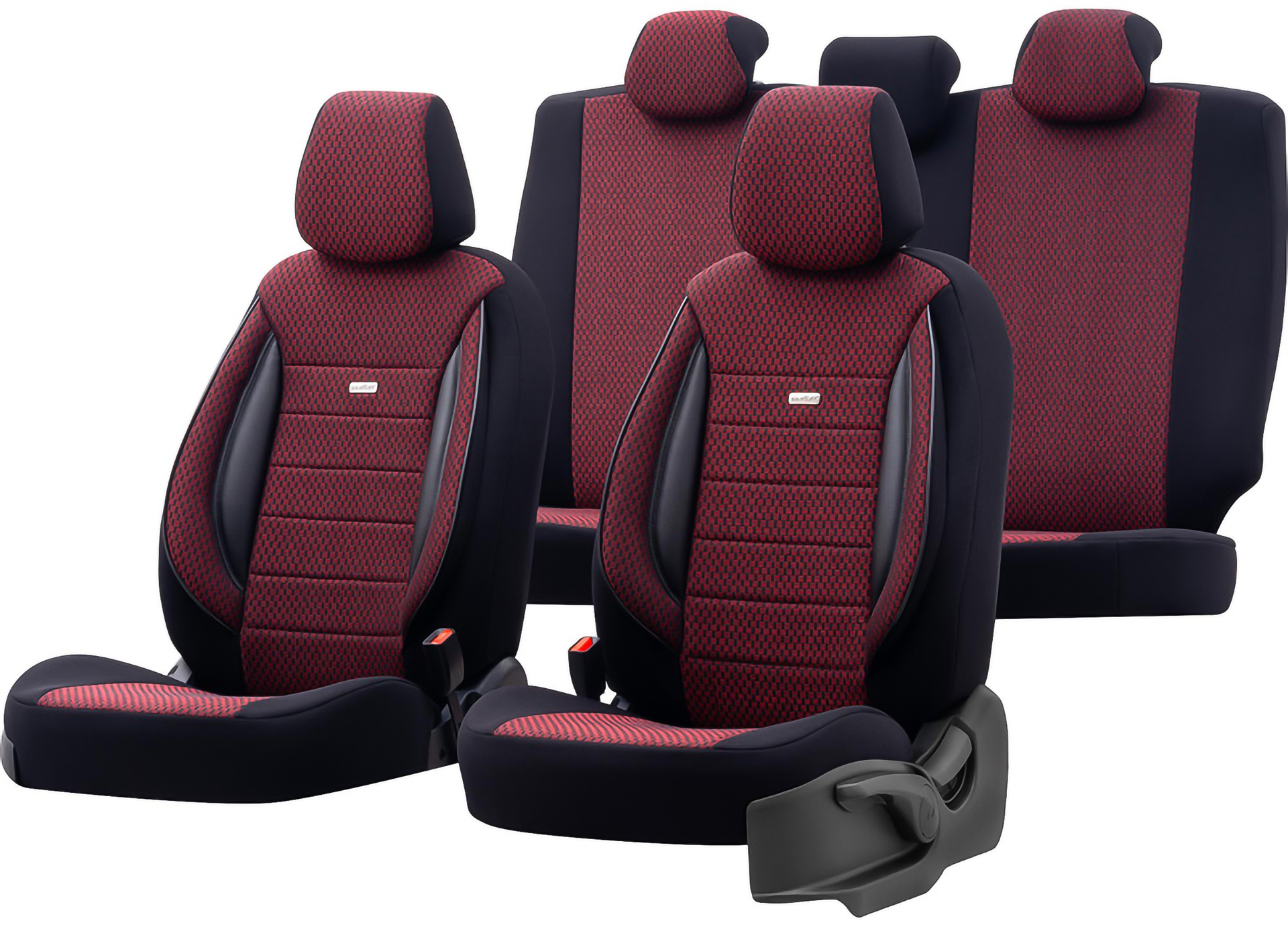 Stoff Car Polstring OTom SelectedFit Sports Svart/Rød - 11-Pieces - Pa